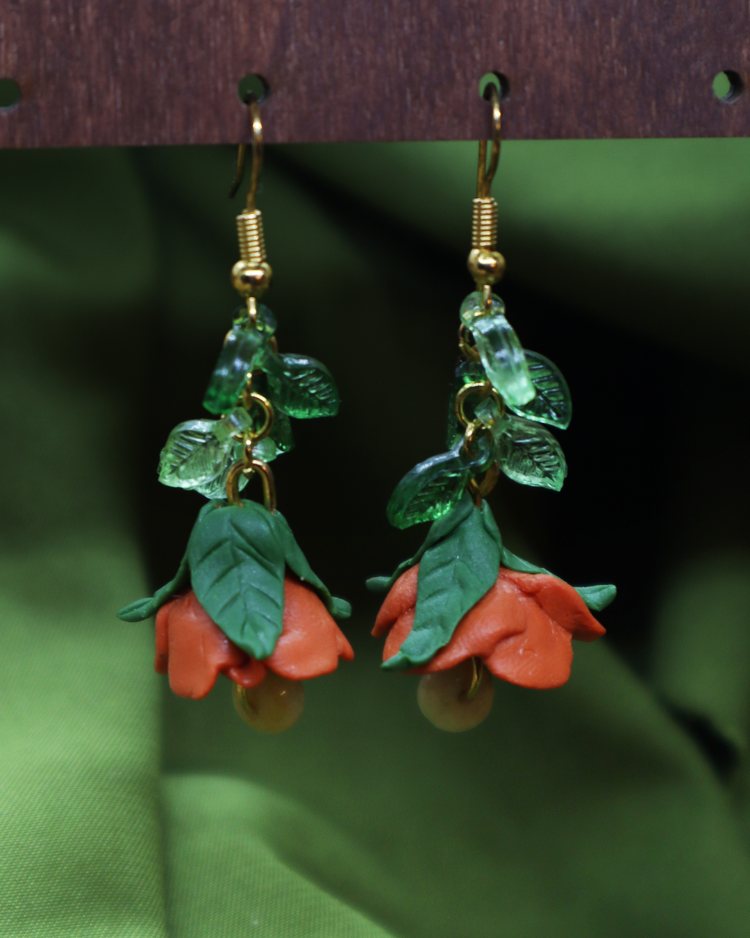 Pendientes De Flor Naranja
