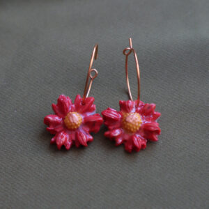 Pendientes De Flor Roja