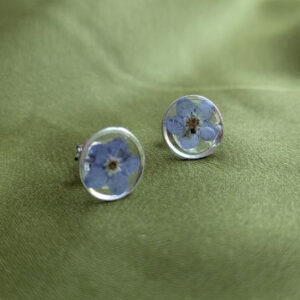 Pendientes de Mini Flor Azul Encapsulada
