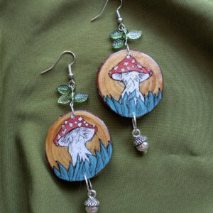Pendientes de Madera Natural Pintados a Mano