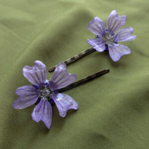 Horquillas de Pelo con Malva Natural Curada en Resina